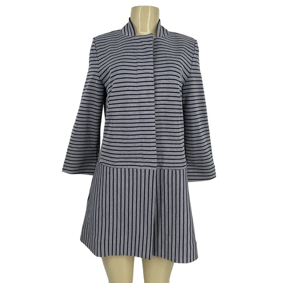 Cabi Small Women Striped Car Coat #5474 Med Length Jacket Button Up 7-4 - Picture 1 of 9